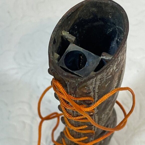 VTG Diecast Metal Bronze Knee High Laced Fashion Boot Pencil Sharpener 4" Tall - Picture 3 of 10